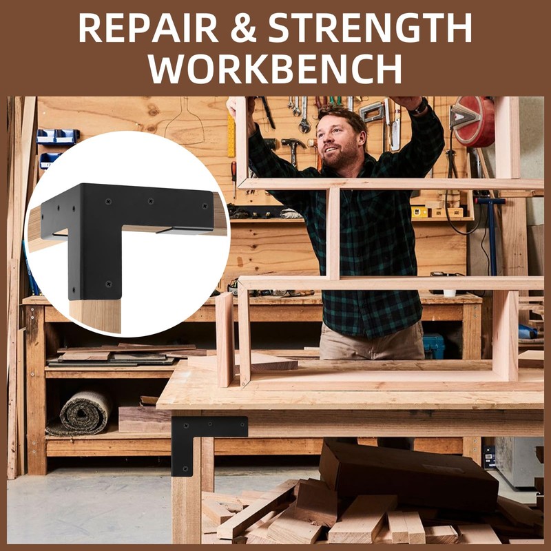 Rasugarlary Work Bench Brackets, 2 x 4 Steel Corner Brackets