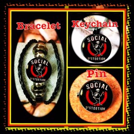 SOCIAL DISTORTION AT OFFENBACH STADTHALLE SET BRACELET + KEYCHAIN + PIN