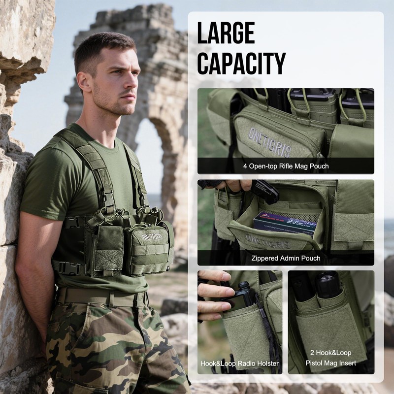 ONETIGRIS Chest Rig, MOLLE Chest Rigs Tactical Chest Rig Dangler