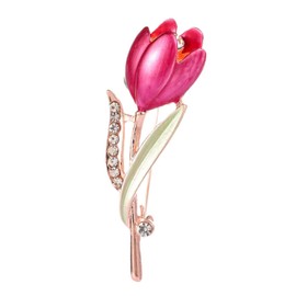 Wendalern Rhinestone Flower Brooch Pin Tulip Flower Bouquet Brooch Elegant Flower Enamel Pin Vintage Bridal Wedding Corset Lapel Pin Fashion Jewellery for Women Girls, Metal