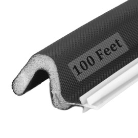 100 Feet Weather Stripping Door Seal Strip, Solike V-Shaped "Q" Foam Slot Installation Seals Large Gap Kerf Weather Stripping for Door Frame, Easy Cut to Size(Black)