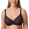 DELIMIRA Women's Soft Mesh Underwired Bra for Large Chest Transparent Unlined Bras Seamless, black, 75 D