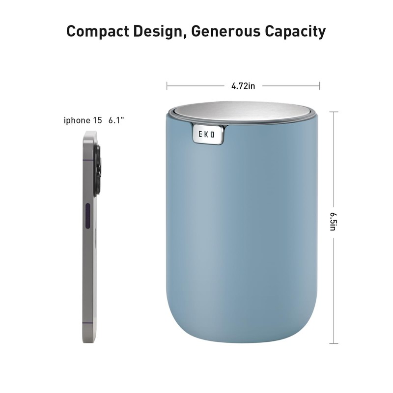 EKO Mini Desk Trash Can with Swing-Top Lid 0.4 Gallon