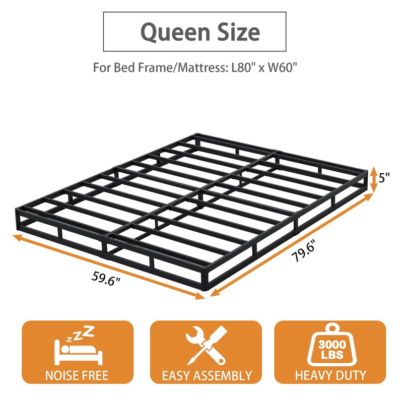 Snaye Queen Box Spring Bed Base 5 Inch, 3000lbs Heavy