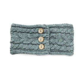 Aran Traditions Donegal Cable Knitted Style Button Headband (Jade)