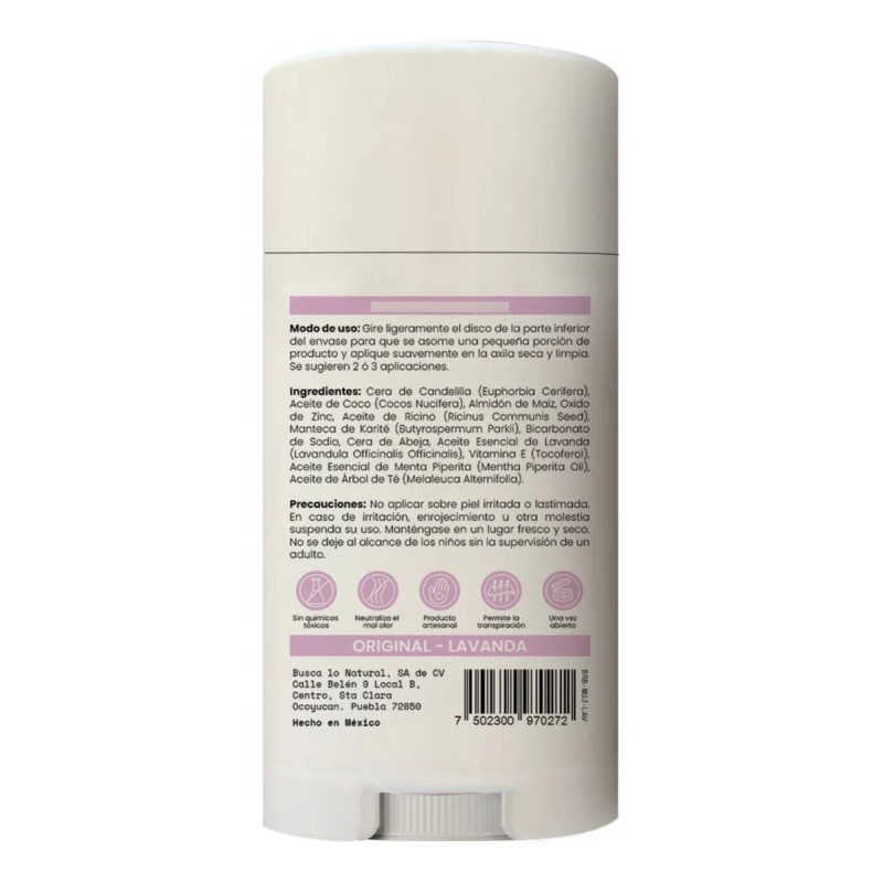 Desodorante Naturaldry Mujer Stick Vegano Lavanda 50g