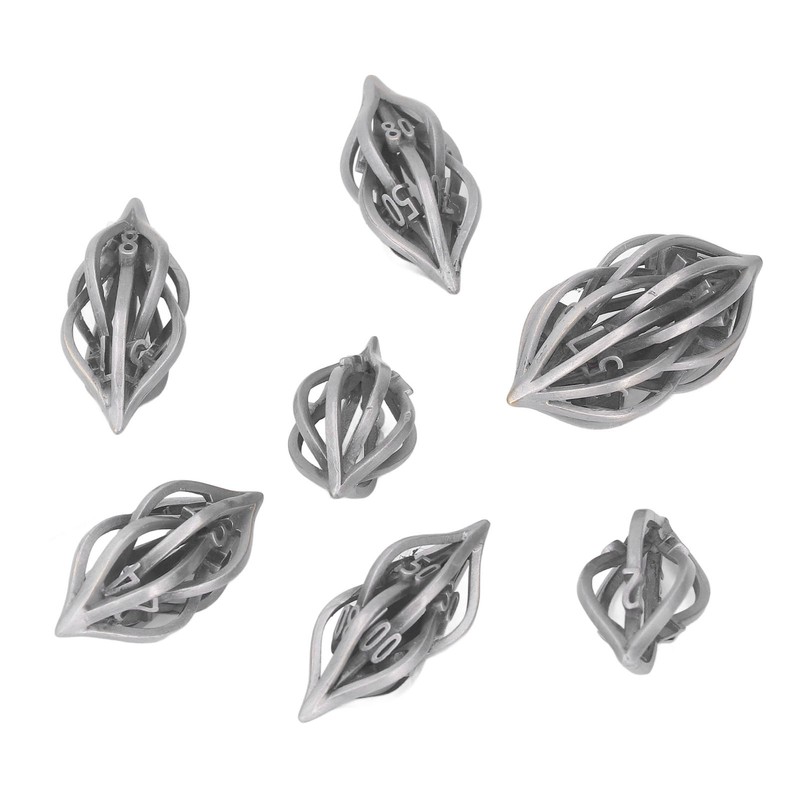 7pcs Hollow Metal Dice Set Retro Exquisite Polyhedral Dice Role