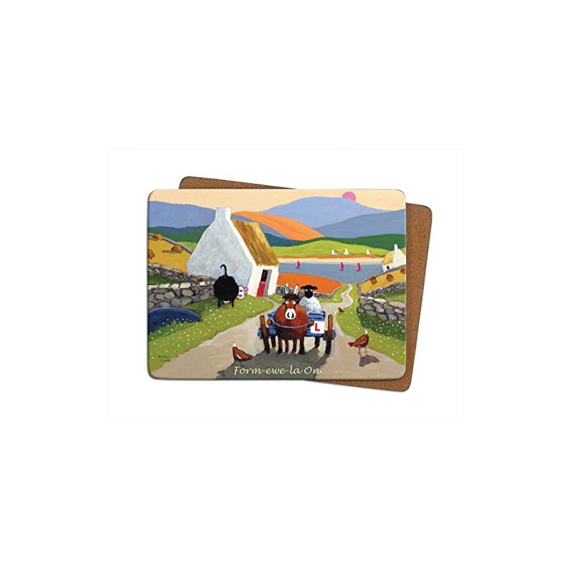 Irish Placemat With Sheep On A Donkey And Cart With