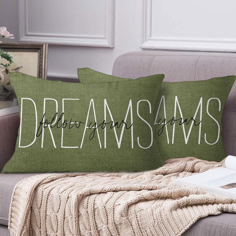 Emvency Olive Green Throw Pillow Cover Rustic Follow Your Dreams