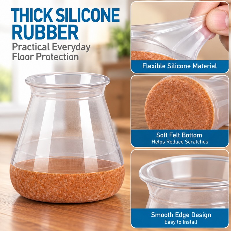 24-Piece Silicone Chair Leg Floor Protectors for Hardwood Floors –