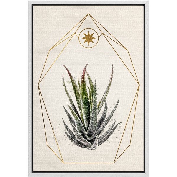SIGNWIN Framed Canvas Print Wall Art Geometric Star Polygon Green