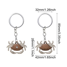 Honbay 6PCS Alloy Crab Keychains Fashion Animal Crab Key Rings Decorative Backpack Keyfob for Bag Purse Wallet Cellphone or Car Pendant (3 Color)