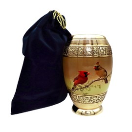 hlc URNS – Cremation Large Cardinal Couple Bird Urn for Human Ashes - Adult Funeral Urn Handcrafted - Affordable Urn for Ashes (Adult (200 lbs) – 10.5 x 6 “, Urn)