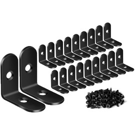 ZiYuya Corner Braces Metal L Bracket Heavy Duty Joint Right Angle Shelf Support Bracket Corner Braces Wall Bracket for Shelves Wood Furniture Cabinet (Black, 20 Pack, 25mm x 25mm)