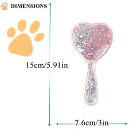 DEEUCHIS Small Dog Brush, Soft Brush for Shih Tzus, Yorkies, Maltipoos, Maltese, Love Shape Puppy Massaging Hair Comb for Small Dogs Cats Rabbits of All Hair Types (Glitter Pink)