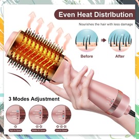 Cosermart 4 in 1 Hot Air Brush with Negative Ion Anti-frizz Blowout Brush for Drying, Straightening, Curling, Salon Volumizing