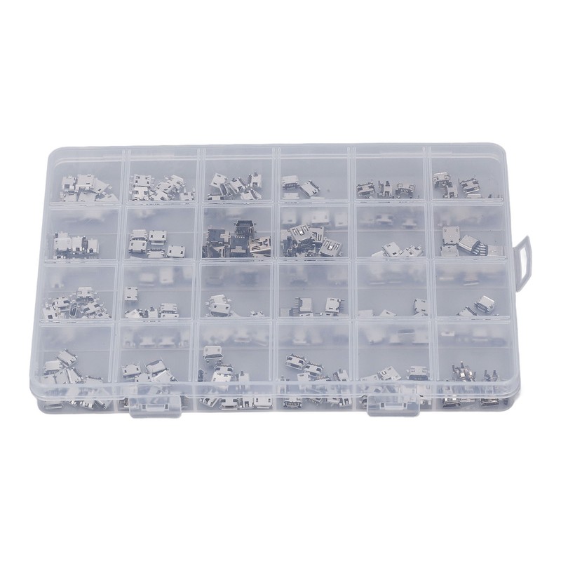 240 Pcs Micro USB Connector Set Stainless Steel Single Row