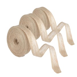 ZSRVAJ 3 Pcs Hessian Ribbon, Natural Burlap Jute Ribbon, Yellow, Rustic Tartan Gingham Pattern, Christmas & Wedding Occasion, 3 Items