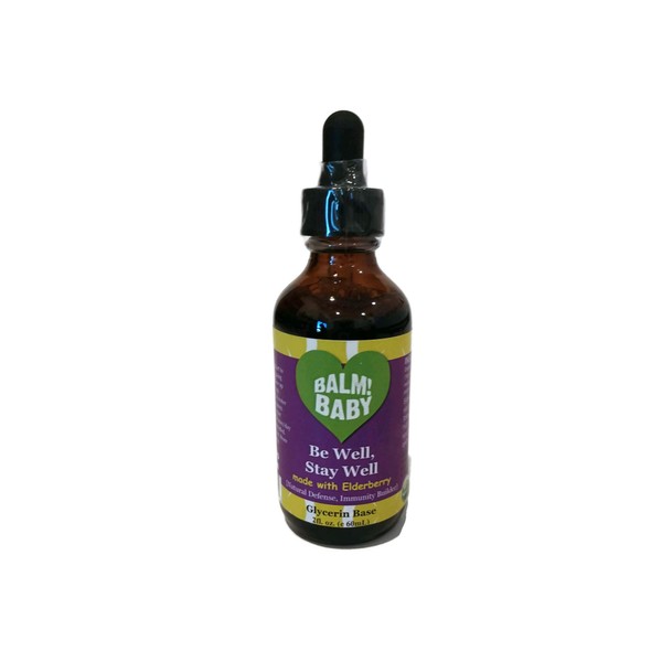 BALM! Baby - Be Well, Stay Well *Organic Elderberry Tincture* (Vegetable Glycerin Base) 2oz Glass Jar - Made in USA
