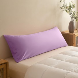 STFRBTH Brushed Microfiber Pillowcase, 20"x 54" Body Pillow Case, 1800 Soft Breathable Wrinkle Free Pillow Covers with Envelope Closure for Hair and Skin, Light Purple