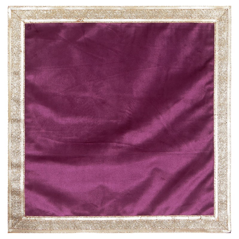Indian Consigners Solid Pink/Purple Velvet Cloth With Golden Shinny Border,