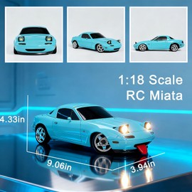 Skymaker 1/18 RC Drift Car with 3 Batteries Mazda MX-5 Miata 2.4GHz RWD Drifting Adults with ESP Gyro Pop-up Light (Blue)