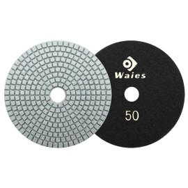 Waies 125 mm Grit 50 Diamond Sanding Pad for Wet Grinding Velcro Attachment for Granite Stone Concrete Marble