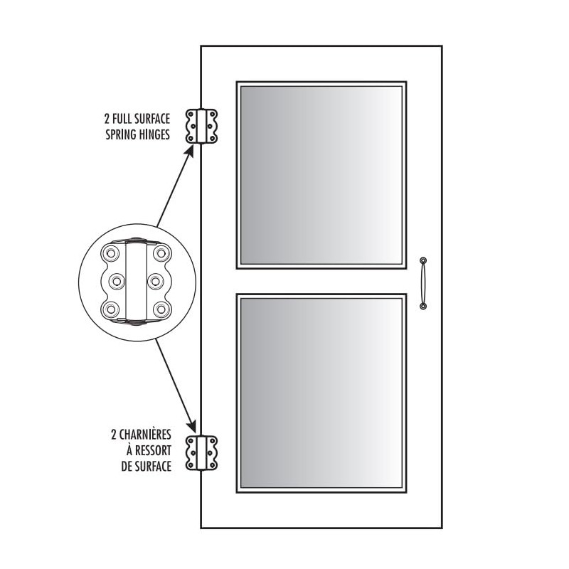 Ideal Security Self-Closing Spring Screen Door Hinge Set, White