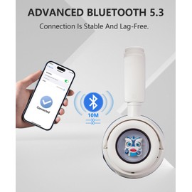 XuanGui Wireless On-Ear Headphones Bluetooth with Microphone, Lightweight Foldable Wireless Headphones Built-in LED Lights, FM Radio, Micro SD/TF Slot for Travel Home, Blue Q9M