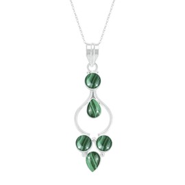 Malachite Pendant 925 Silver Overlay Pendant Multi Shape Gemstone With 18 Inches Chain Jewelry For Women