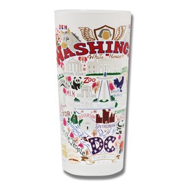 Catstudio Drinking Glass, Washington DC Frosted Glass Cup for Kitchen, Bar Glass Drinking Glasses, Everyday Drinking Cup or Cocktail Glass, 15oz Dishwasher Safe Glass Tumbler, Wedding Gifts