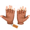 Bantoro Crafts Premium Brown Sheepskin Fingerless Gloves - Comfortable, Breathable,