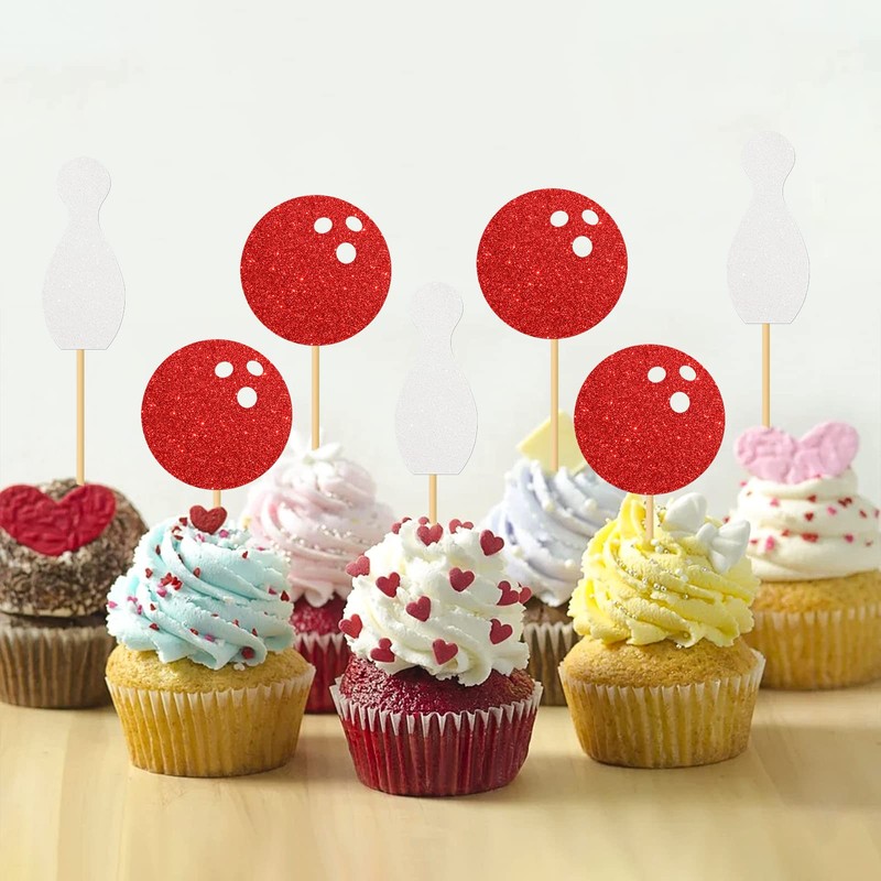 MonMon & Craft Cupcake Toppers, Bowling Theme - 24 Pcs