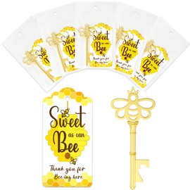40 Sets Bee Party Favors for Guests, Key Shaped Bottle Opener and Thank You Tag for Themed Parties, Birthday, Bridal Shower, Wedding Keepsake Gifts