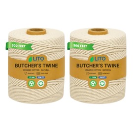 Organic Butcher’s Twine for Cooking & Trussing – 1.2mm Heavy-Duty Natural Cotton Kitchen Twine 1000 Feet – Food-Safe, Oven-Safe String for Meat, Turkey, Baking, & Crafts