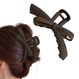Qiubaoll Large Ribbon Hair Clip Lightweight Cute Hair Accessories Daily Bath (Dark Brown)