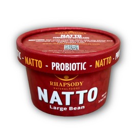 Rhapsody Natural Foods, Large Bean Natto, Made in Vermont, Fermented Probiotic Superfood, 3.5 oz (100g) - Case of 12 (42oz)