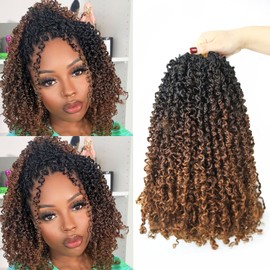 14 Inch 9 Packs Yanky Twist Crochet Hair Pre-Twisted Curly Braiding Hair Extensions Pre-looped Senegalese Twist Braids Synthetic Curly Crochet Hair For Black Women(14inch, 9pack, 1b/4/30)