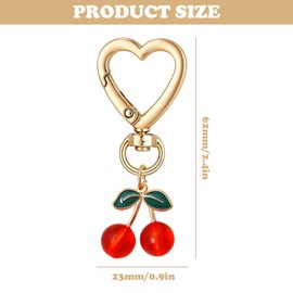 HINGTAI 2 Pcs Love Red Cherry Keychain, Bag Charms Supplies Cherry Decor, Ba Charms for Handbags, Cherry Bag Charm Purse for Handbags