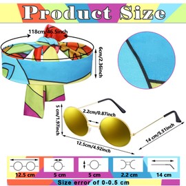 Tisancy 3 Pcs 60s 70s Outfit for Women Hippie Costume Set Disco Flared Pants Groovy Outfit Party Accessories(L Size, Bright)