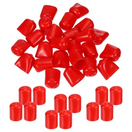 PATIKIL Round Rubber Caps 17 mm ID, Pack of 50 Rubber Screw Covers Caps Vinyl Rubber Flexible Screw Thread Protective Caps for Metal Pipes Rods Bolts, Red