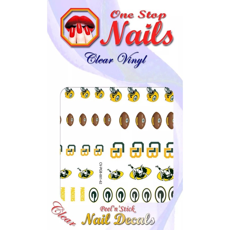 One Stop Nails Green Bay Packers Clear Vinyl Cut, PEEL
