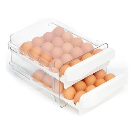 Organizador de 40 Huevos para Refrigerador y Cocina, Fabricado en Acrílico Transparente y Resistente, Huevera de Dos Niveles para 40 Piezas con Cajones de Almacenamiento, Fácil de Limpiar