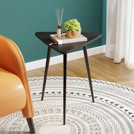 SAYGOER Black Side Table Small Triangle End Table Modern Narrow Bedside Table for Living Room Bedroom Small Space Unique Sofa Table with Metal Frame Easy Assembly, Classic Black