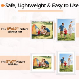 HOMERHYME Picture Frames 8x10, Set of 2 White Photo Frame for Tabletop or Wall Display, Display Pictures 5x7 with Mat or 8 x 10 Without, Poster Frames with HD Plexiglass for Home Office Wall Decor