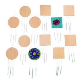 Colorations® Decorate Your Own Wooden Wind Chimes Kit, Set of 12, 2 Different Designs, Ready to Decorate and Create Unique and Personal Designs, Fun Kids Craft Project, Craft Project for Boys & Girls