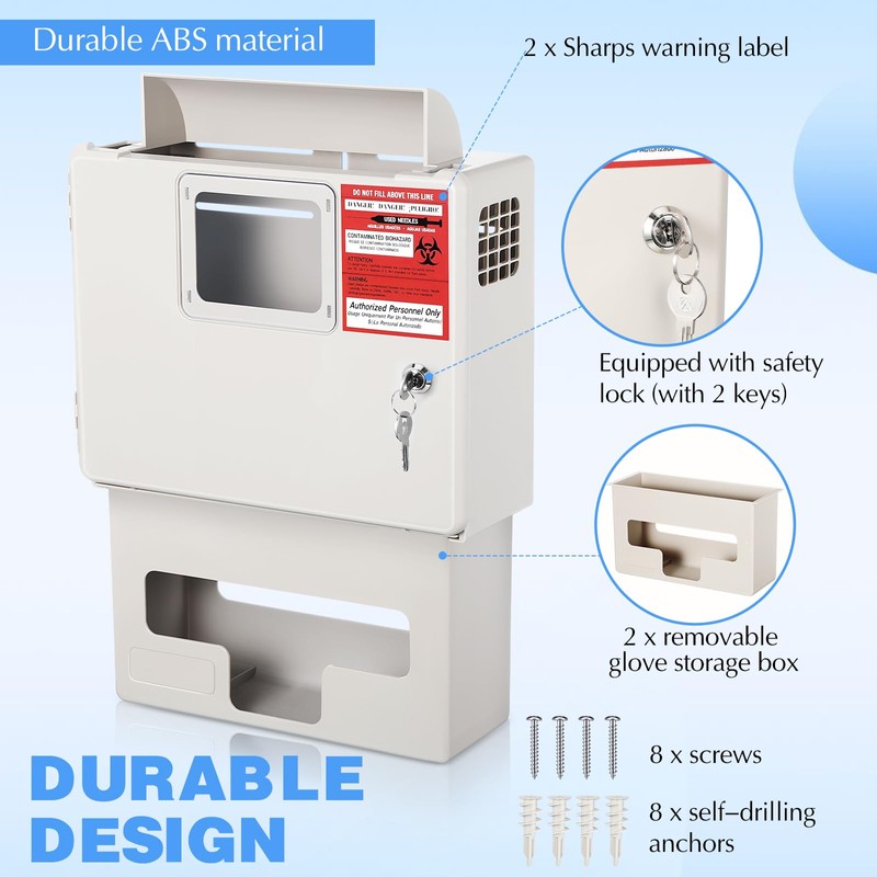 Geiserailie Wall Mount Locking Cabinet with Glove Box for 5