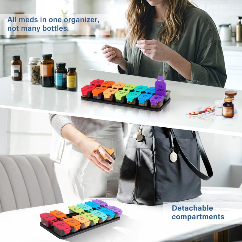 Extra Large Weekly Pill Organizer - 7 Day AM/PM Pill