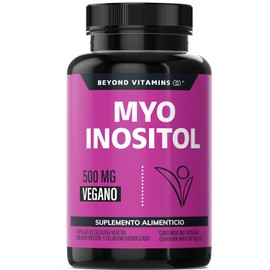 Myo Inositol 500 mg por cápsula con Colágeno Hidrolizado | Fórmula completa | Sin Azúcar - Suplemento Alimenticio Vegano Beyond Vitamins - Ingredientes NON GMO (180 Cápsulas)