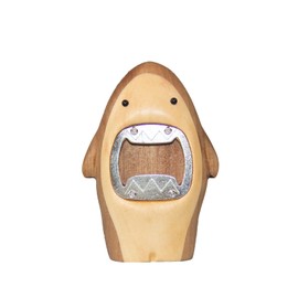 Walnut Shark Bottle Opener - Wooden Kitchen Tool with Functional Teeth Design (3.5"x2.5"x2") Perfect for Craft Beer Lovers & Coastal Themed Gifts